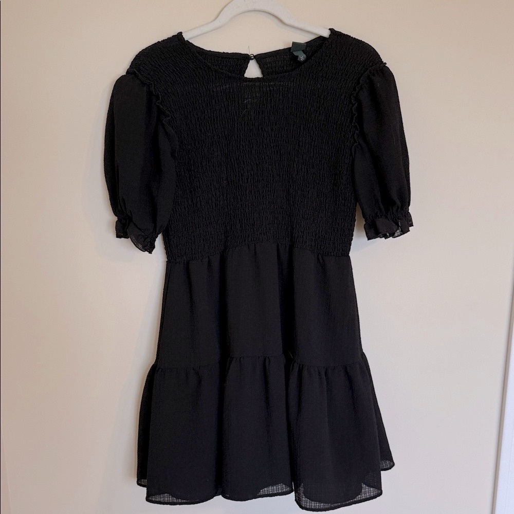 Wild Fable Smocked Bodice Tiered Skirt Puff Sleeve Dress SZ S